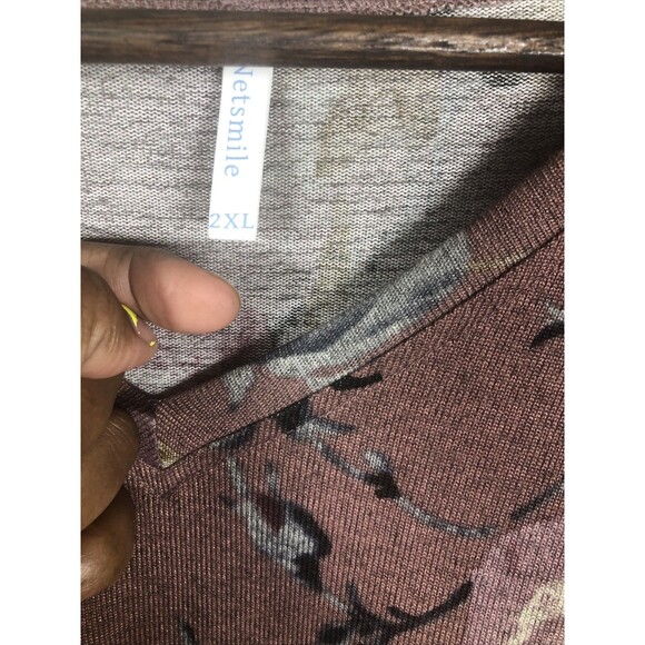 Netsmile Pink Top Lace Hem Plus Sz 2X V neck Cottagecore Romantic Floral Boho - Picture 3 of 9